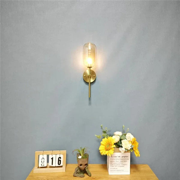 Modern Nordic minimalist cognac glass wall lights