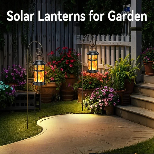 2/4-Pack Solar Flame LED Lanterns – 2 Modes Outdoor Lighting for Yard, Garden & Camping