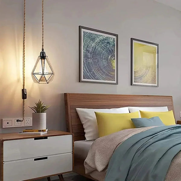 Pendant light accessories with hemp rope switch plug for home use
