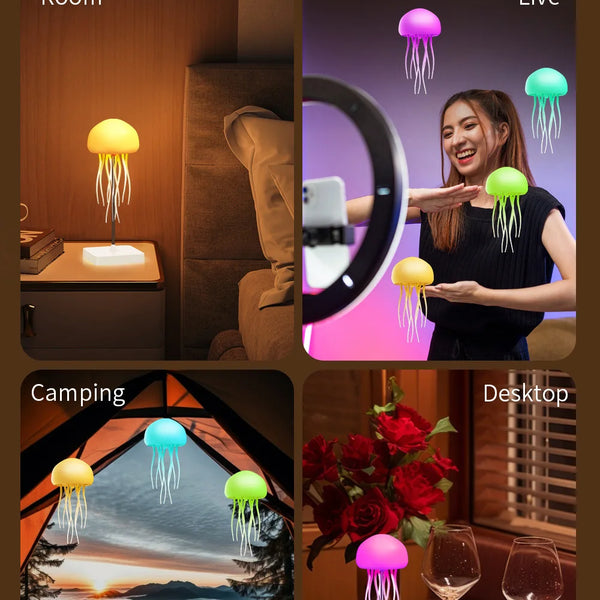 LED bedside lamp with jellyfish design, voice control