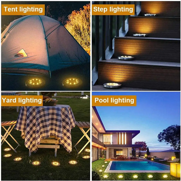 4/8PCS Solar Outdoor Lights – 8 LED Landscape Lighting in Cool & Warm White for Garden & Pathway