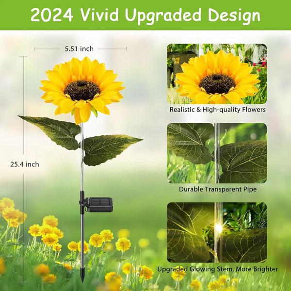 4/8 Pack Sunflower Outdoor Solar Lights for Outside with Lifelike Bigger Sunflower & Bright LED, for Yard Pathway Garden Decor