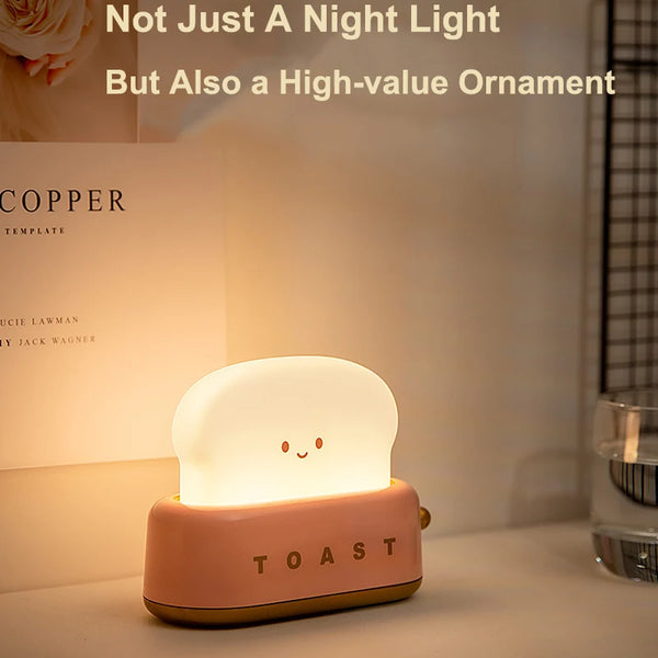 Portable LED Night Light with Timer and Cartoon Toast Bread