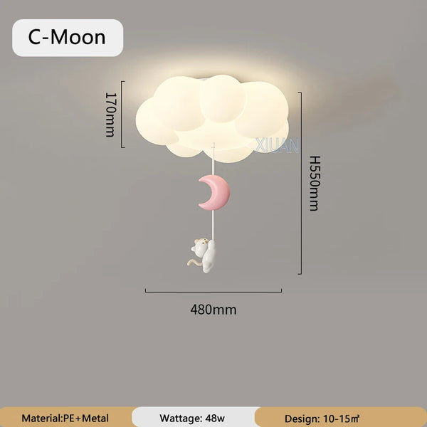 LED ceiling light with star and cloud pendant