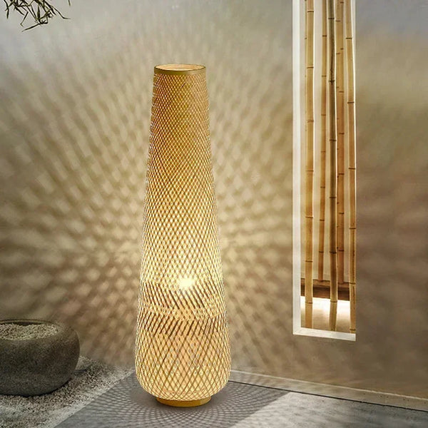 Japanese Wabi Sabi Style Floor Lamp Handmade Bamboo LED