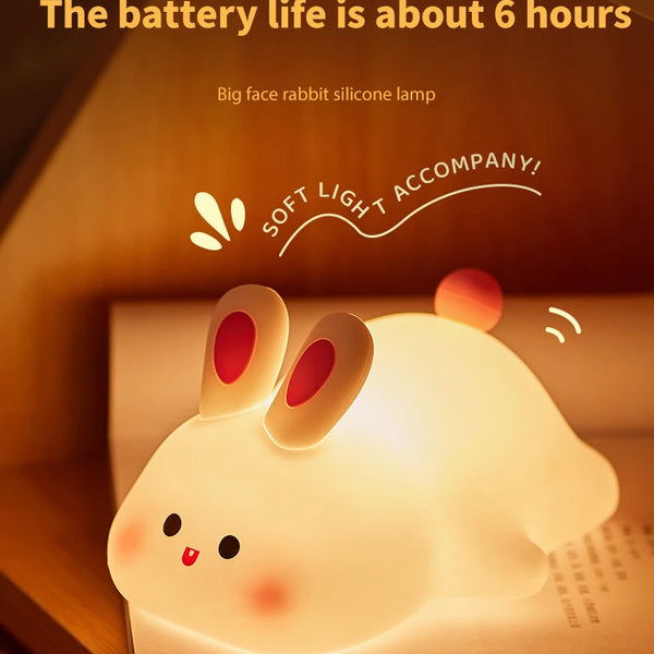 Cute silicone bunny lamp with big face