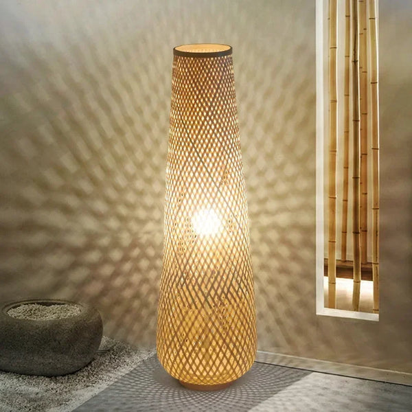 Japanese Wabi Sabi Style Floor Lamp Handmade Bamboo LED