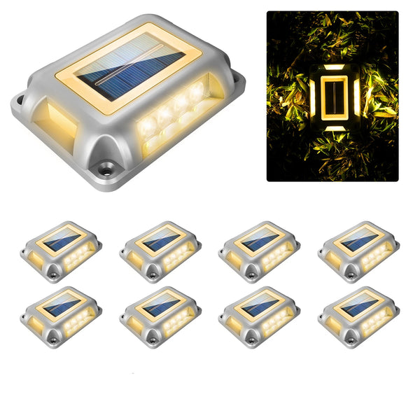 8PCS Solar Underground Deck Lights – IP65 Waterproof LED Spotlights for Garden, Lawn & Street Decor