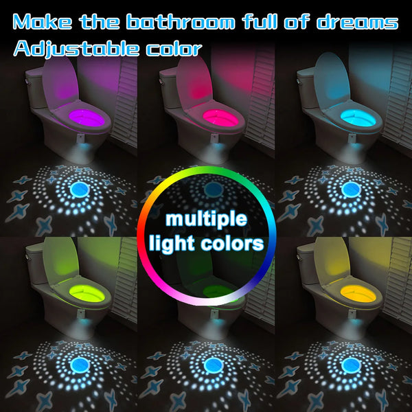 Color-changing, motion-activated bathroom nightlights