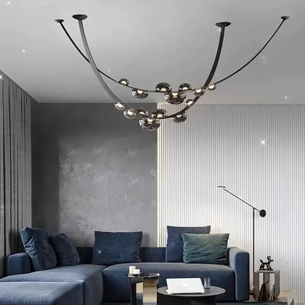 Nordic minimalist LED pendant light in leather and glass