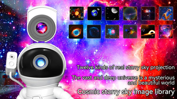 Galaxy Sky Astronaut Rocket Projector with 360° Rotation