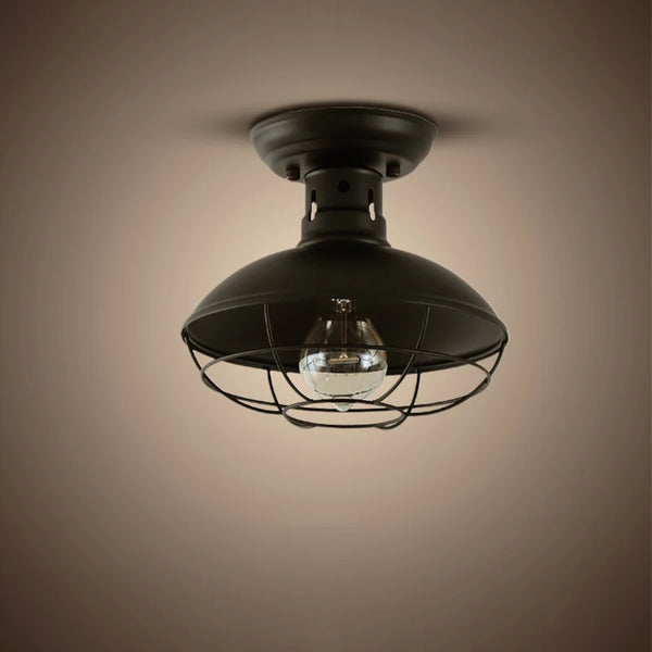 Retro Industrial Ceiling Light with Iron Bar – E27
