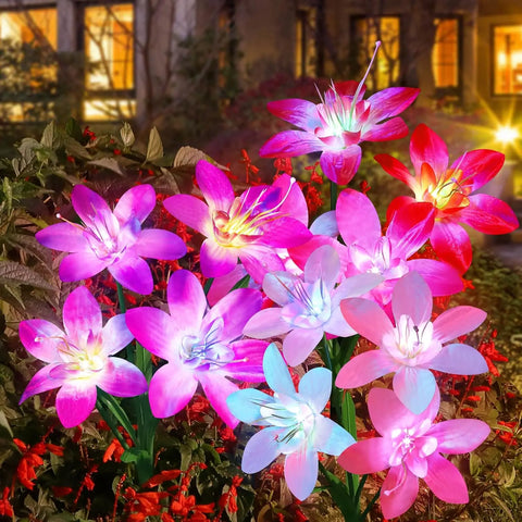 Upgraded Solar Lily Lights – 2/4 Pack RGB Blooming Flowers with 7 Color Modes | Yard & Patio Decor
