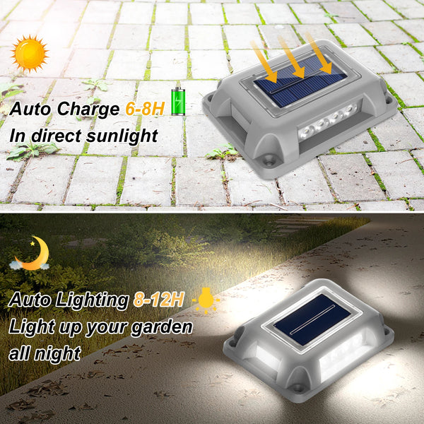 8PCS Solar Underground Deck Lights – IP65 Waterproof LED Spotlights for Garden, Lawn & Street Decor