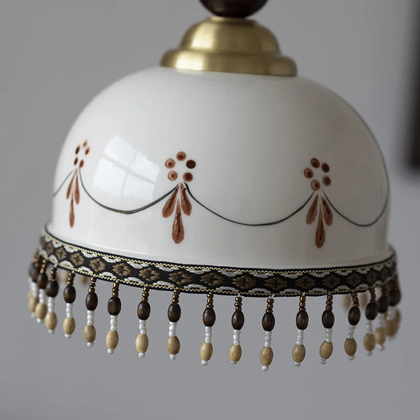 French Hand-painted Ceramics Pendant Lamp