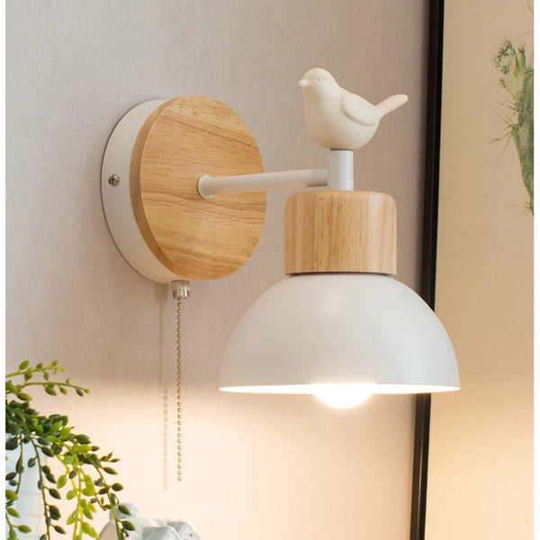 Nordic wooden LED wall lamp