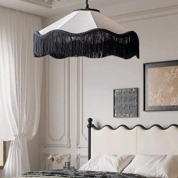 Modern Japanese Wabi Sabi round chandelier with fabric