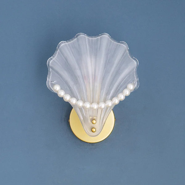 Modern wall lamp with frosted glass shade, shell style, indoor lighting