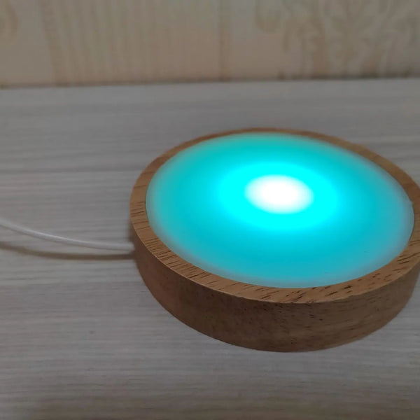 10cm LED night light with round wooden base