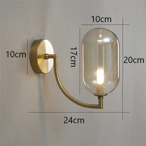 Modern Nordic minimalist cognac glass wall lights