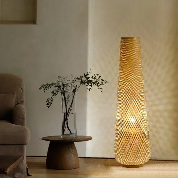 Japanese Wabi Sabi Style Floor Lamp Handmade Bamboo LED