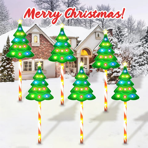 6/12PCS Solar Christmas Path Lights – Candy Cane Outdoor Decor