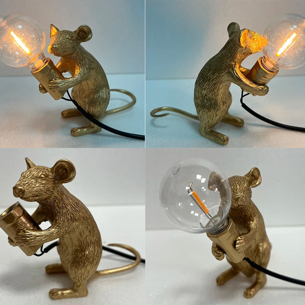Modern resin LED table lamp with mouse animal