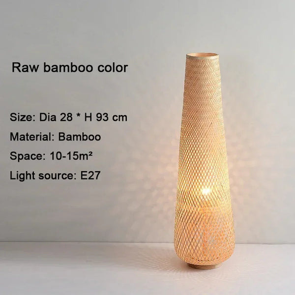 Japanese Wabi Sabi Style Floor Lamp Handmade Bamboo LED