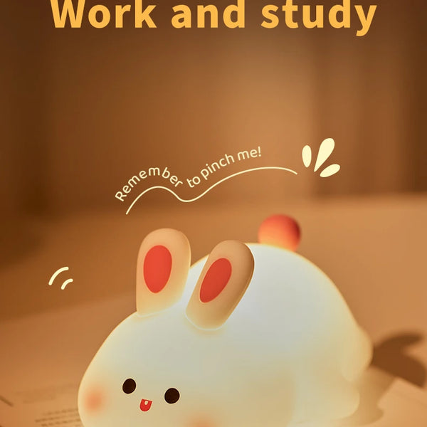 Cute silicone bunny lamp with big face