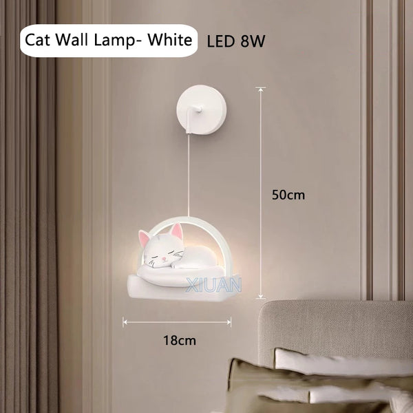 Bedside pendant lamp with cat lights