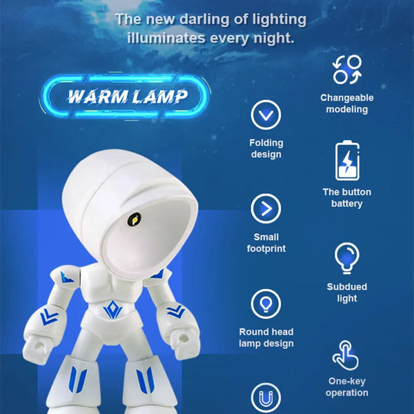 Cute Cartoon Mini Foldable Desk Lamp, Adjustable Angle, Dimmable, AAA Battery Powered, LED