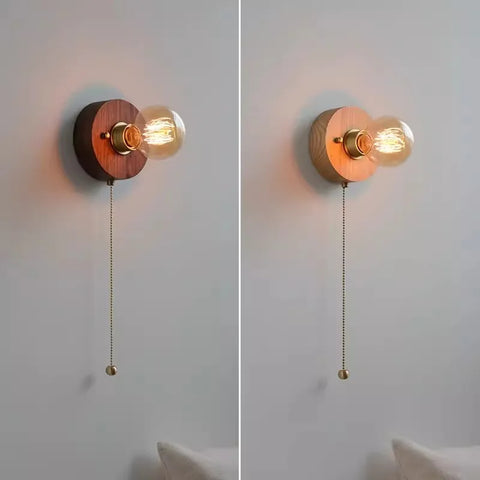 Wabi Sabi round wooden wall lamps