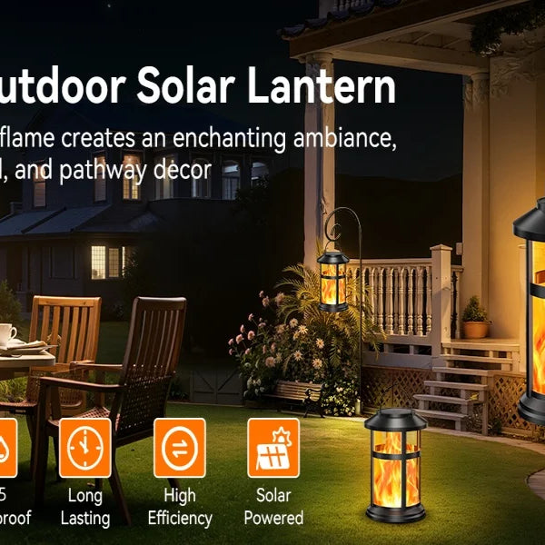 2/4-Pack Solar Flame LED Lanterns – 2 Modes Outdoor Lighting for Yard, Garden & Camping