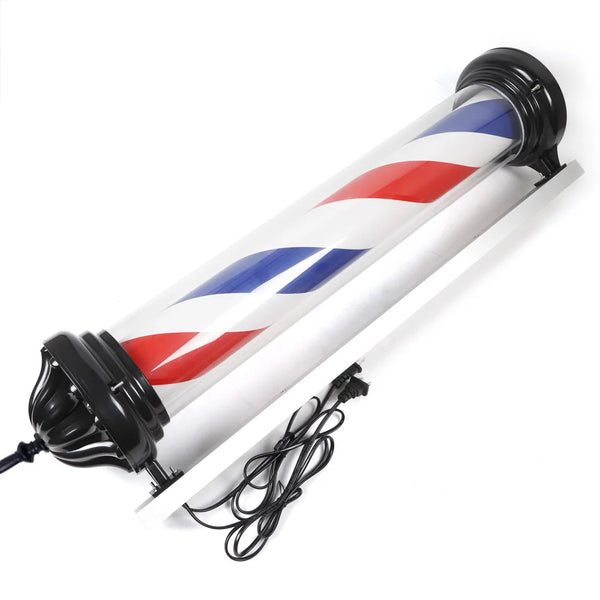 Barber shop salon light, red, blue and white rotating stripes