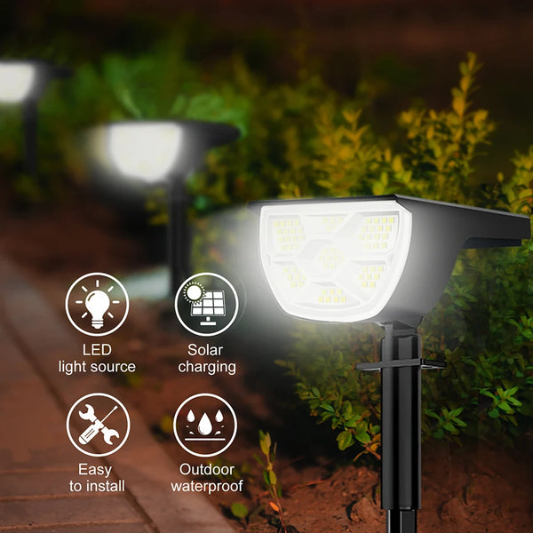 72/68 LED Solar Flood Lights Outdoor IP65 Waterproof 3 Modes Solar Garden Light Outdoo