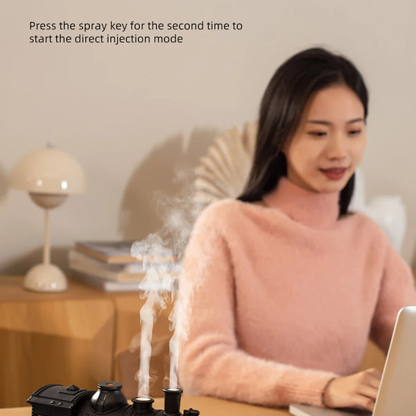 Air humidifier for model train, remote control