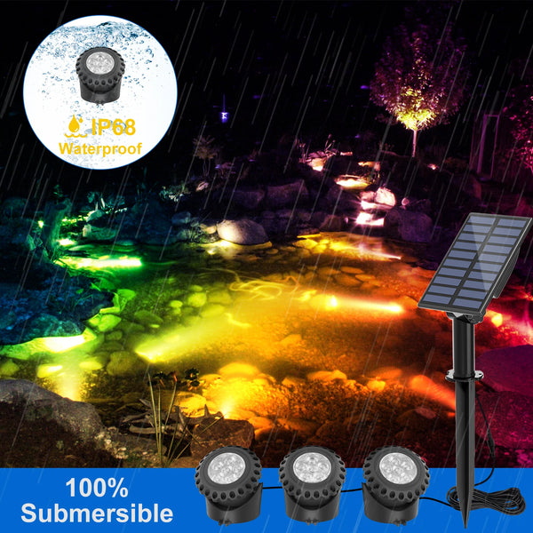 2/3/4/5PCS RGB Solar LED Underwater Lights – IP68 Waterproof Landscape Spotlights for Pool & Garden