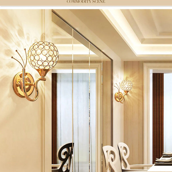 Modern wall lamp, crystal sconce, retro, industrial