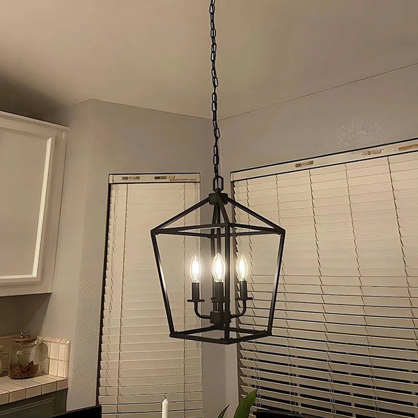 Minimalist retro American E14 pendant light, black, gold, with metal frame