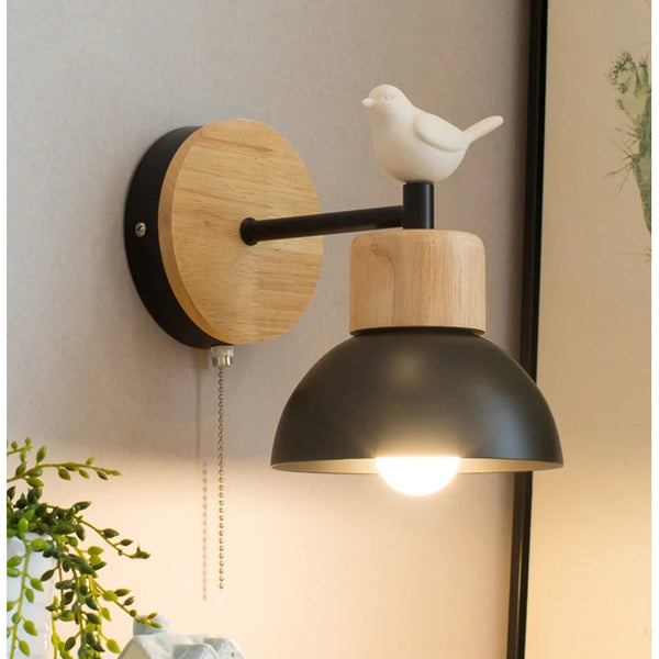 Nordic wooden LED wall lamp