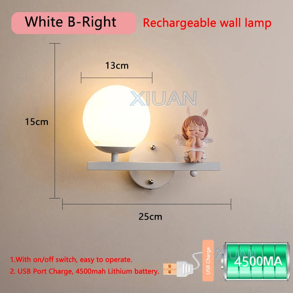 Cartoon Rechargeable Battery Wall Lamps Resin Animal