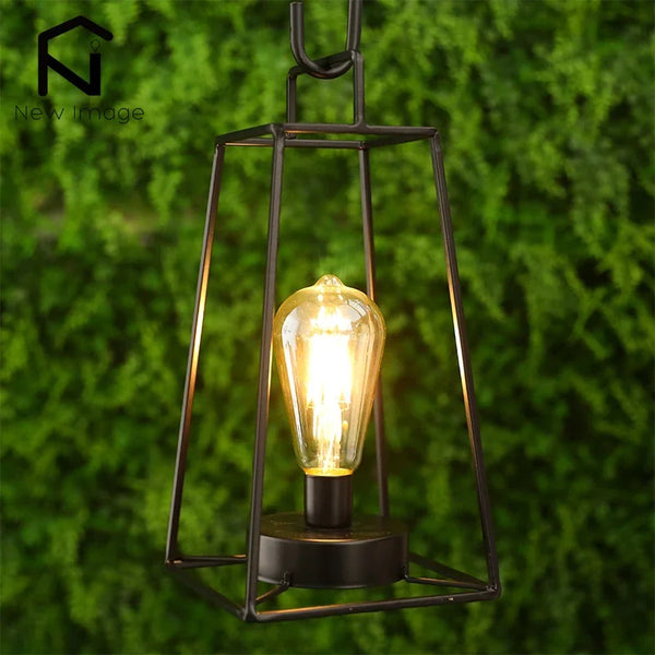 Retro Geometric Candle Holder Table Lamp Art Cordless Battery Operated Lamp Cage Wireless with 6-Hours Timer Home Decor