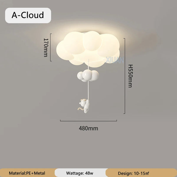 LED ceiling light with star and cloud pendant