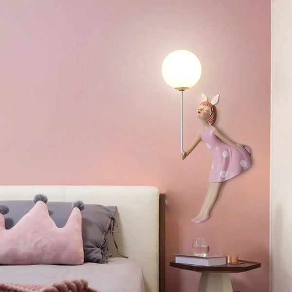Cute pink ballerina wall lamps