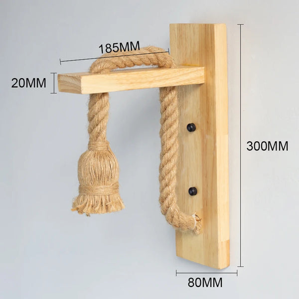 Wooden wall lamp with hemp rope Retor 110V 220V