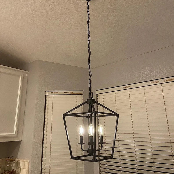 Minimalist retro American E14 pendant light, black, gold, with metal frame