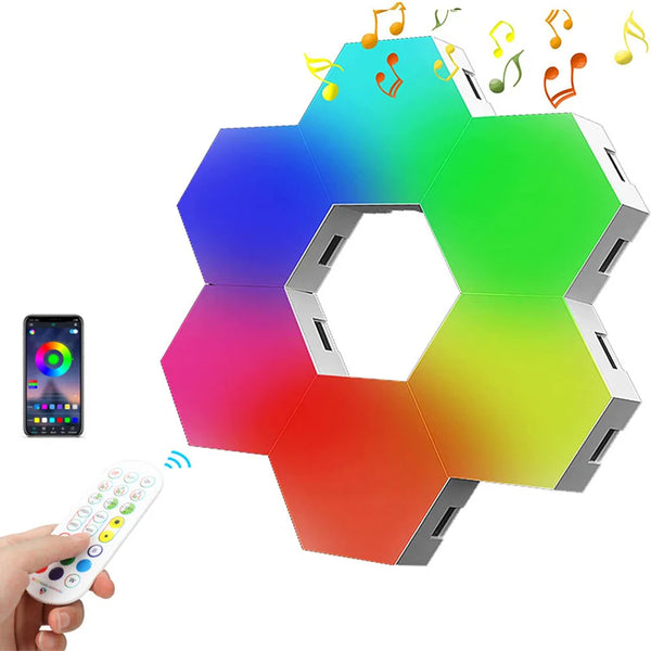 Lâmpada Quântica LED RGB WIFI Hexágono Luz Noturna LED