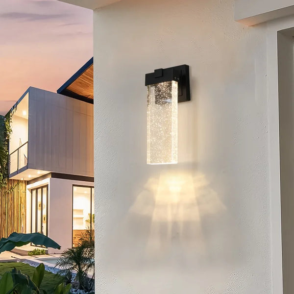 Weatherproof LED wall light with bubble crystal and light sensor - 12W