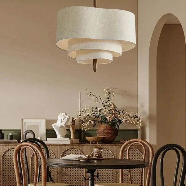 Fabric pendant light with retro design