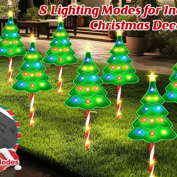6/12PCS Solar Christmas Path Lights – Candy Cane Outdoor Decor